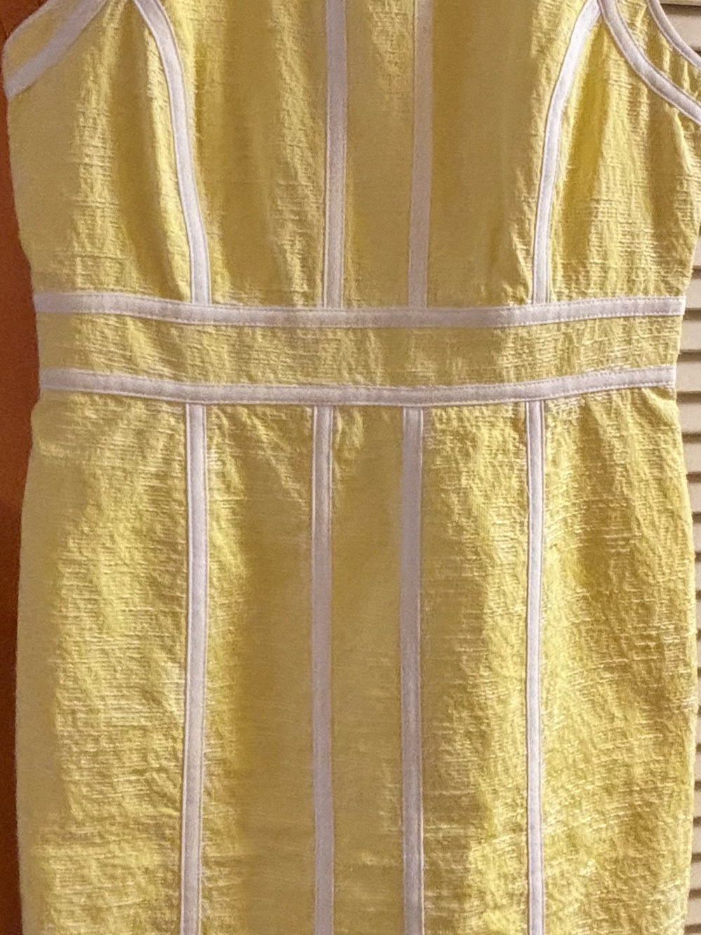 Calvin Klein Yellow Midi Dress with White Seam Trim